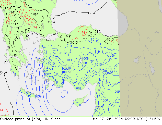 Atmosférický tlak UK-Global Po 17.06.2024 00 UTC