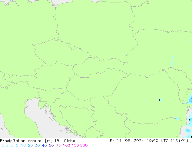 Precipitation accum. UK-Global  14.06.2024 19 UTC