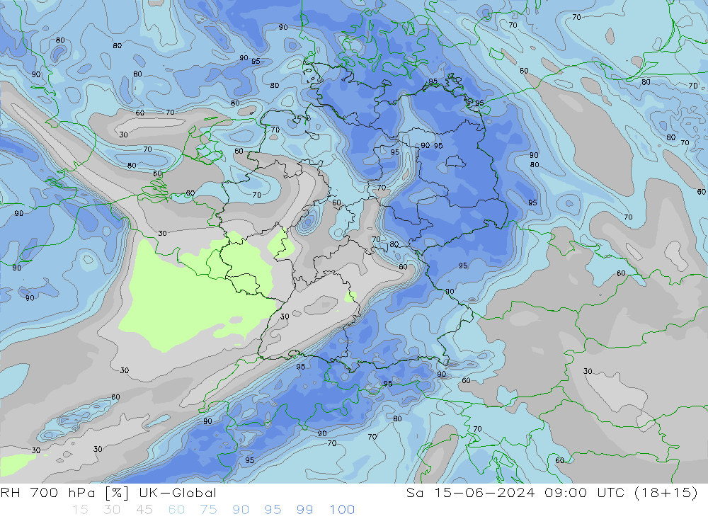 RH 700 hPa UK-Global Sa 15.06.2024 09 UTC