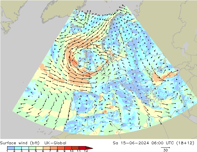 ве�Bе�@ 10 m (bft) UK-Global сб 15.06.2024 06 UTC