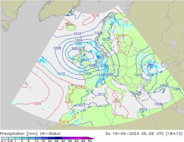 Srážky UK-Global So 15.06.2024 06 UTC