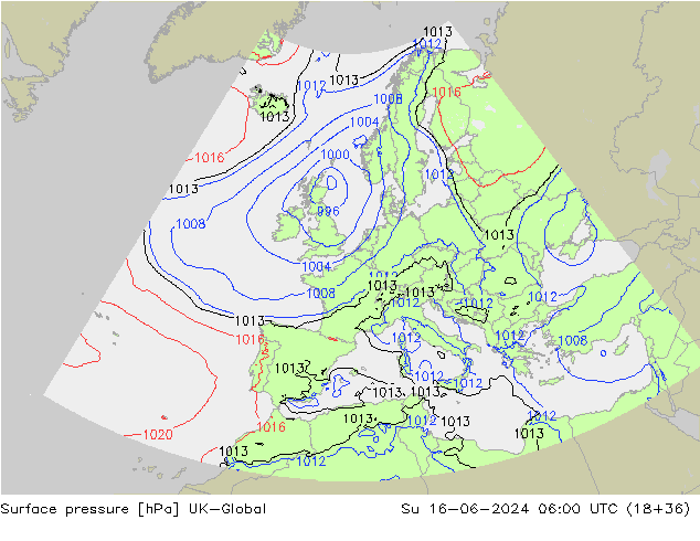 приземное давление UK-Global Вс 16.06.2024 06 UTC