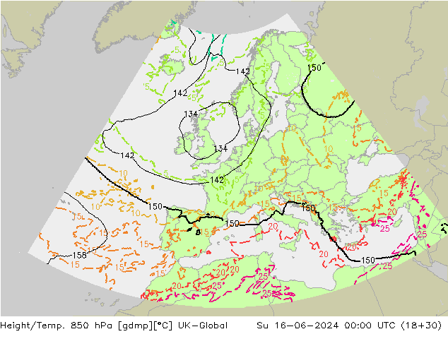 Géop./Temp. 850 hPa UK-Global dim 16.06.2024 00 UTC