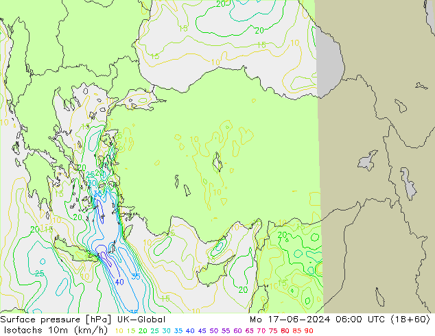 Isotachs (kph) UK-Global Seg 17.06.2024 06 UTC