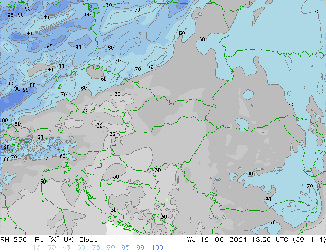 RH 850 hPa UK-Global We 19.06.2024 18 UTC