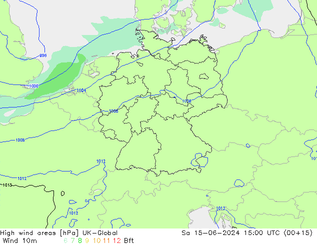 High wind areas UK-Global Sáb 15.06.2024 15 UTC