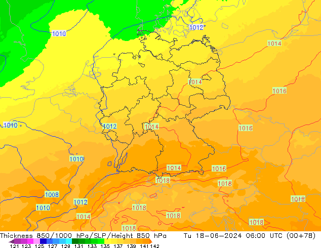 Thck 850-1000 hPa UK-Global Tu 18.06.2024 06 UTC