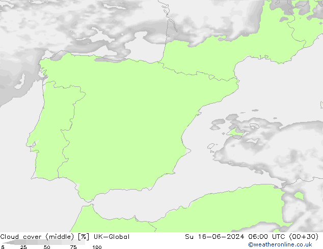 Wolken (mittel) UK-Global So 16.06.2024 06 UTC