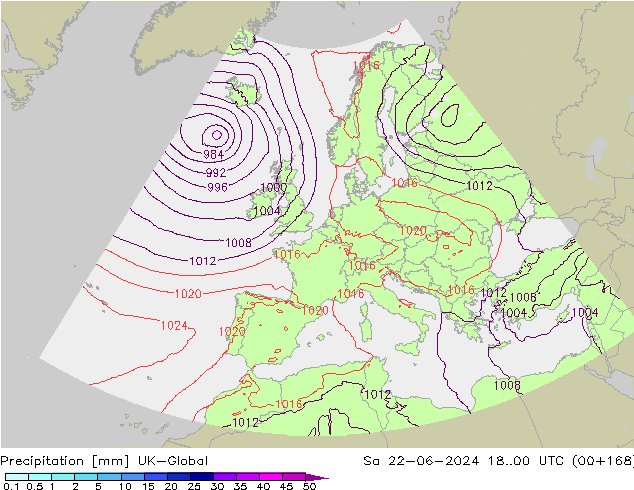Neerslag UK-Global za 22.06.2024 00 UTC