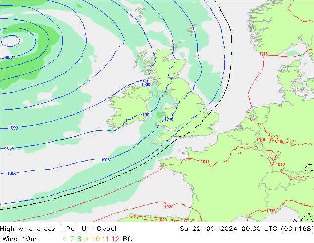 High wind areas UK-Global So 22.06.2024 00 UTC
