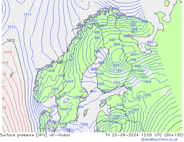 Surface pressure UK-Global Th 20.06.2024 12 UTC