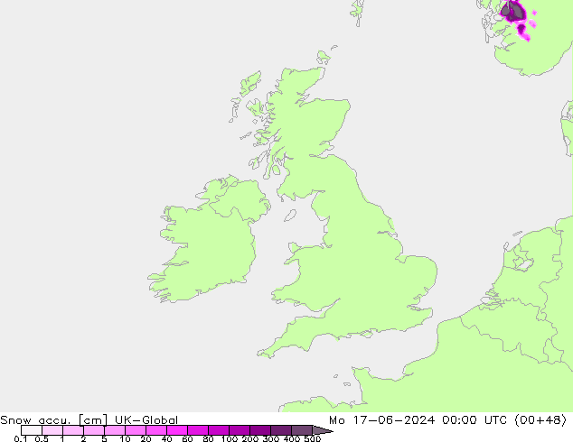 Totale sneeuw UK-Global ma 17.06.2024 00 UTC