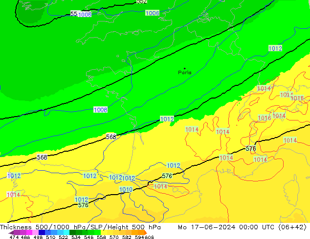 Thck 500-1000hPa UK-Global lun 17.06.2024 00 UTC