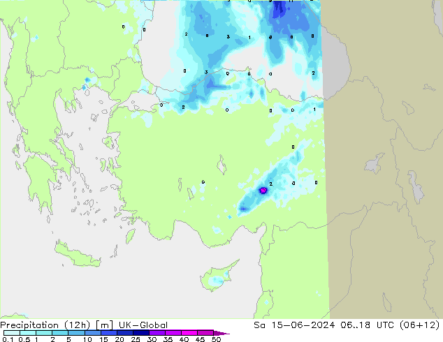 Precipitation (12h) UK-Global Sa 15.06.2024 18 UTC