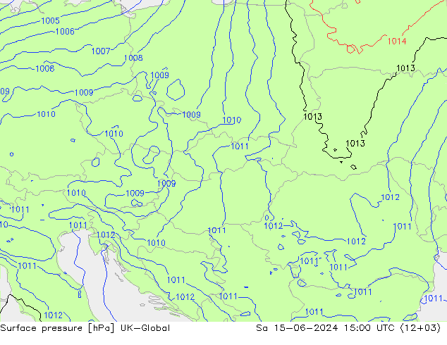 Surface pressure UK-Global Sa 15.06.2024 15 UTC