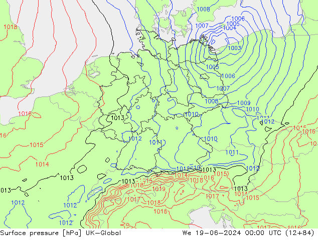 pression de l'air UK-Global mer 19.06.2024 00 UTC