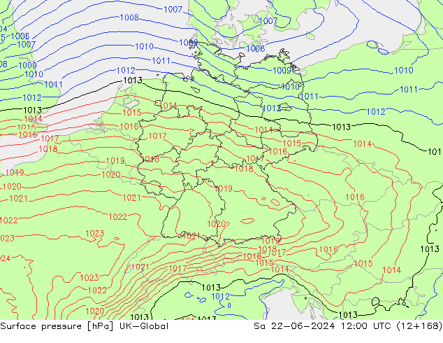 Luchtdruk (Grond) UK-Global za 22.06.2024 12 UTC
