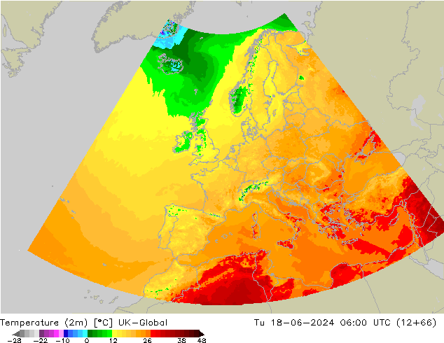 Temperatura (2m) UK-Global mar 18.06.2024 06 UTC