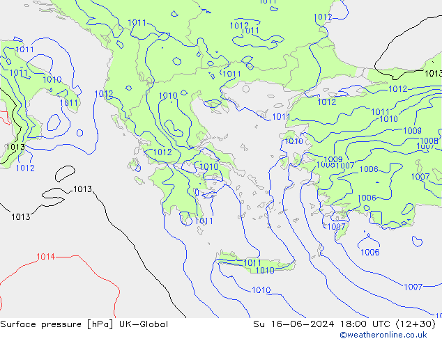 Surface pressure UK-Global Su 16.06.2024 18 UTC