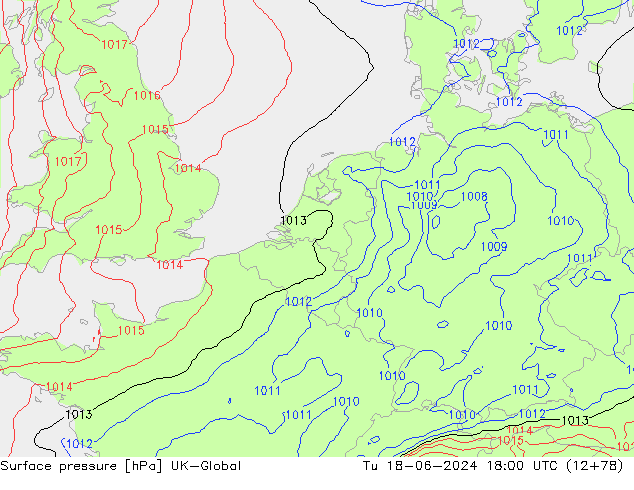 приземное давление UK-Global вт 18.06.2024 18 UTC