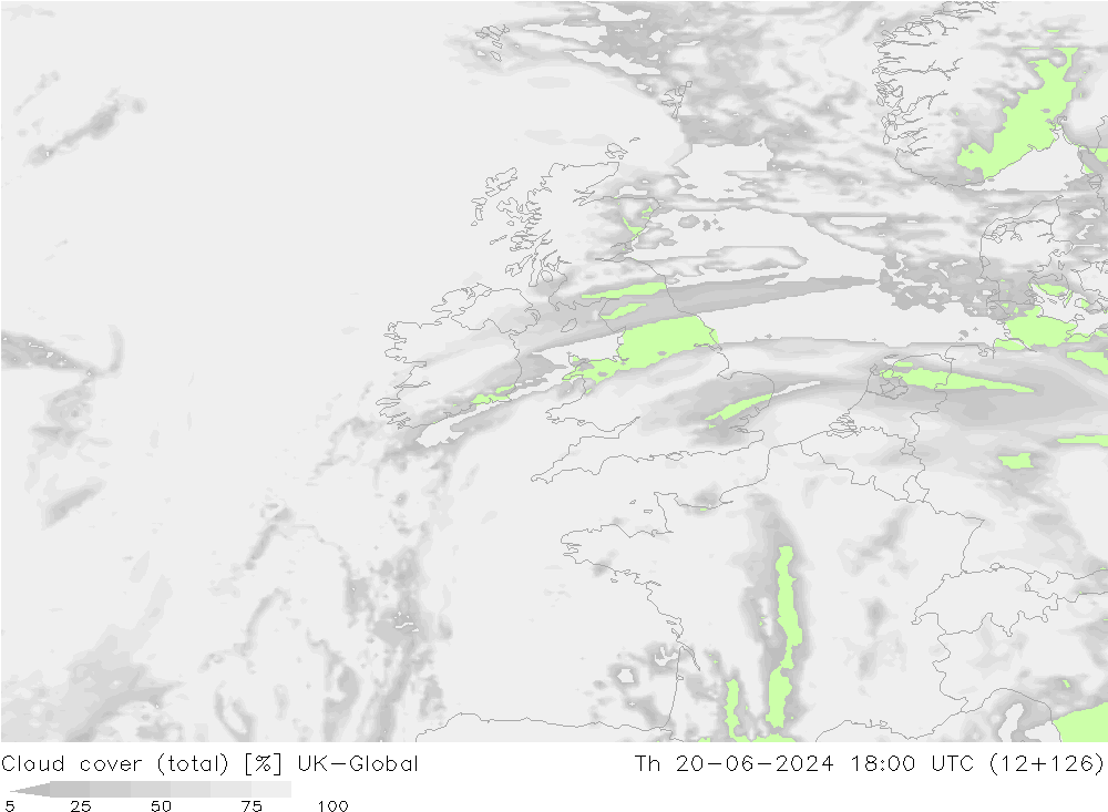 Bewolking (Totaal) UK-Global do 20.06.2024 18 UTC