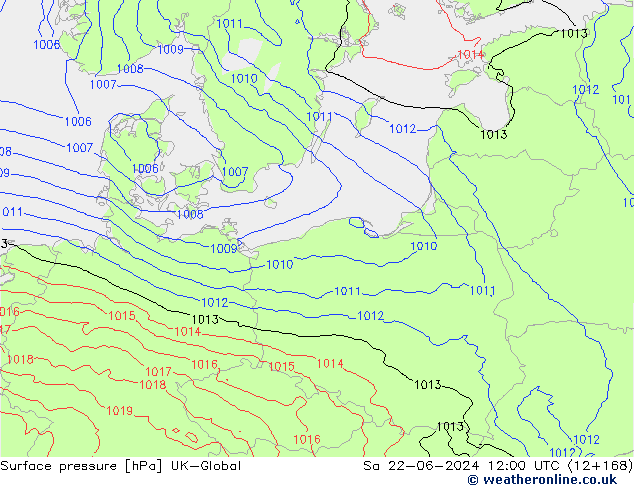 Surface pressure UK-Global Sa 22.06.2024 12 UTC