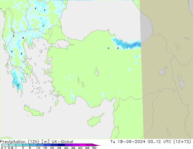 Precipitazione (12h) UK-Global mar 18.06.2024 12 UTC