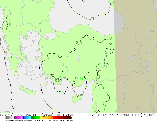 Height/Temp. 950 hPa UK-Global Sa 15.06.2024 18 UTC
