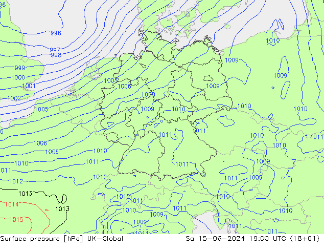 Surface pressure UK-Global Sa 15.06.2024 19 UTC