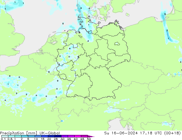 Precipitation UK-Global Su 16.06.2024 18 UTC
