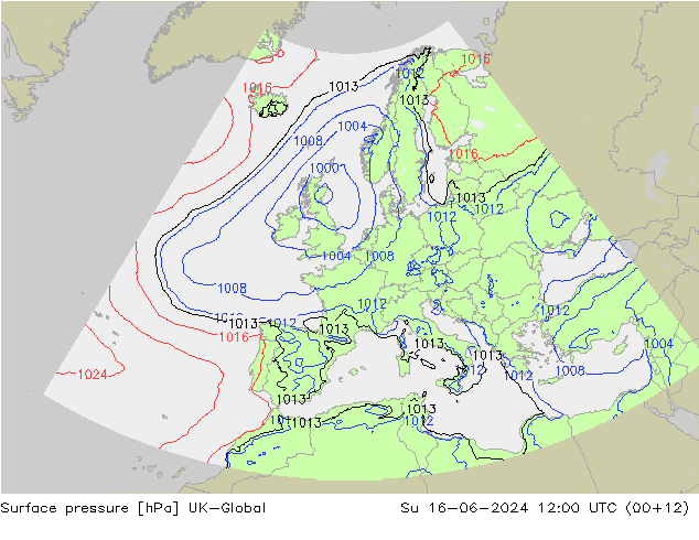 приземное давление UK-Global Вс 16.06.2024 12 UTC