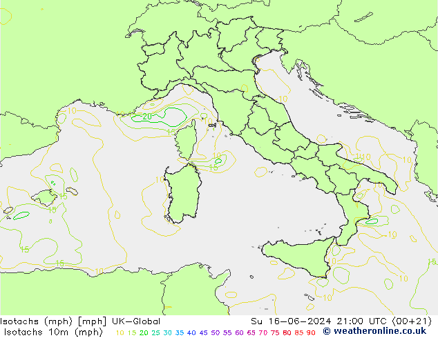 Isotachen (mph) UK-Global zo 16.06.2024 21 UTC