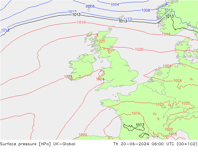 приземное давление UK-Global чт 20.06.2024 06 UTC