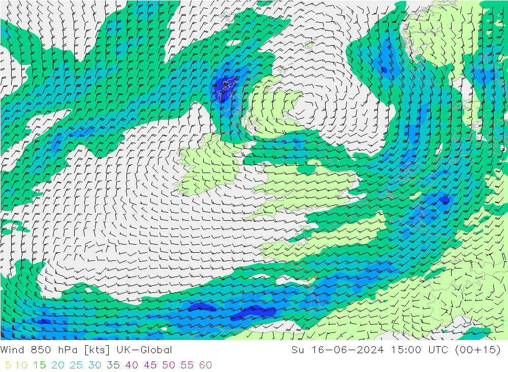 Wind 850 hPa UK-Global Ne 16.06.2024 15 UTC