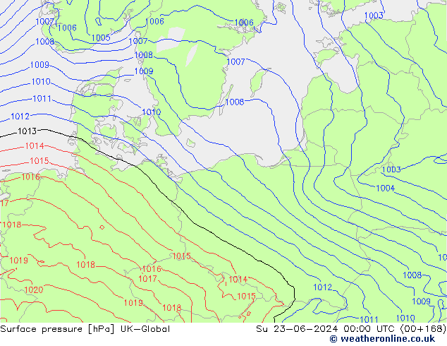 Surface pressure UK-Global Su 23.06.2024 00 UTC