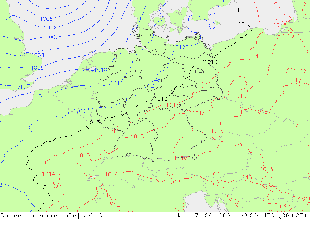 Luchtdruk (Grond) UK-Global ma 17.06.2024 09 UTC