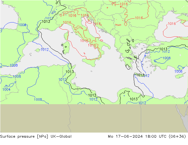 Luchtdruk (Grond) UK-Global ma 17.06.2024 18 UTC
