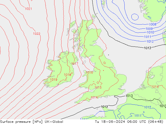 приземное давление UK-Global вт 18.06.2024 06 UTC