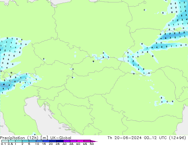 Precipitación (12h) UK-Global jue 20.06.2024 12 UTC