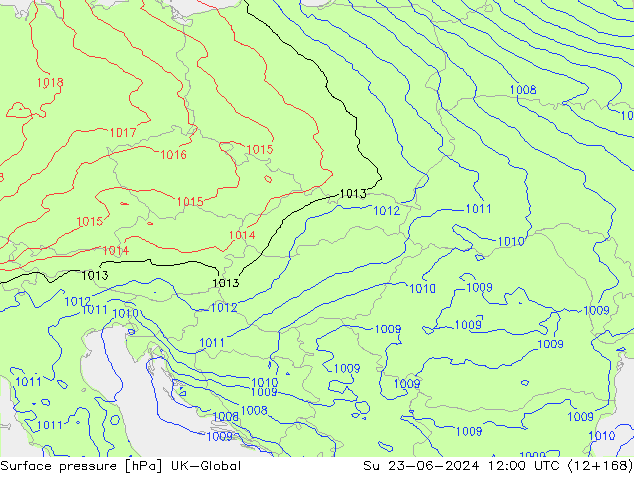 Surface pressure UK-Global Su 23.06.2024 12 UTC