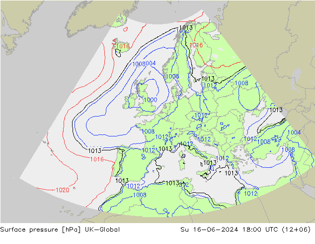 приземное давление UK-Global Вс 16.06.2024 18 UTC