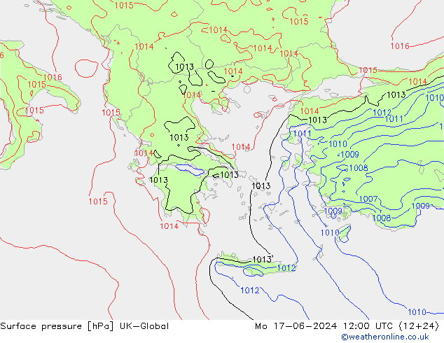 приземное давление UK-Global пн 17.06.2024 12 UTC