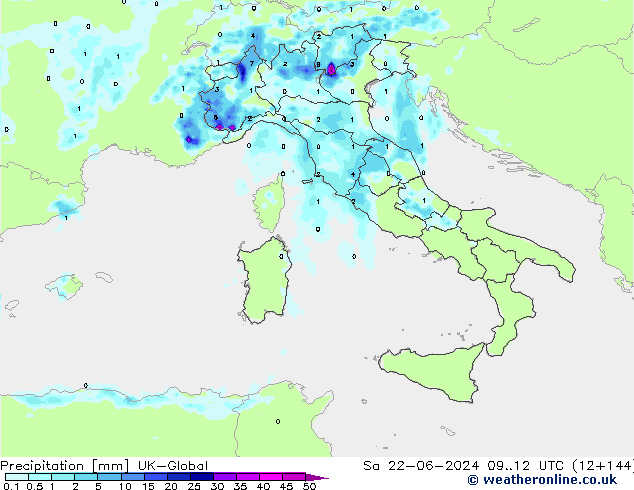 Precipitation UK-Global Sa 22.06.2024 12 UTC