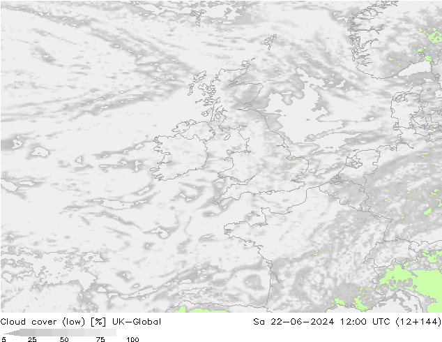 Cloud cover (low) UK-Global Sa 22.06.2024 12 UTC