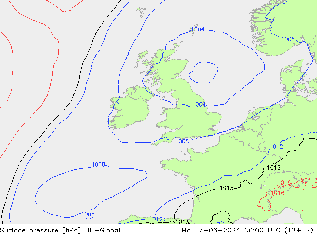 pressão do solo UK-Global Seg 17.06.2024 00 UTC