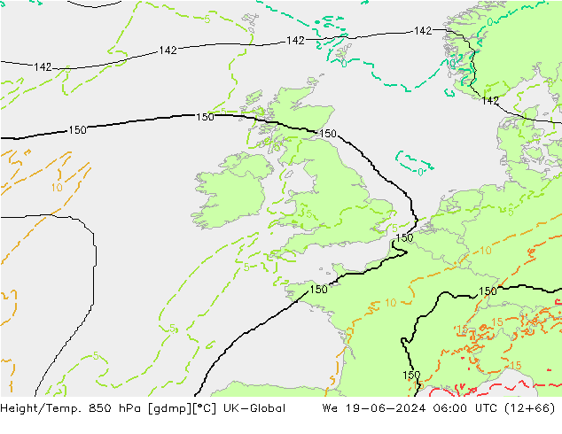 Height/Temp. 850 hPa UK-Global mer 19.06.2024 06 UTC