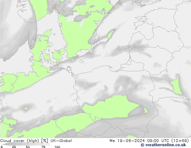 Nuages (élevé) UK-Global mer 19.06.2024 09 UTC