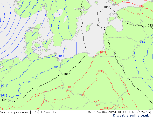 Surface pressure UK-Global Mo 17.06.2024 06 UTC