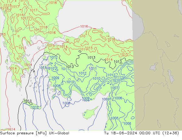 Presión superficial UK-Global mar 18.06.2024 00 UTC