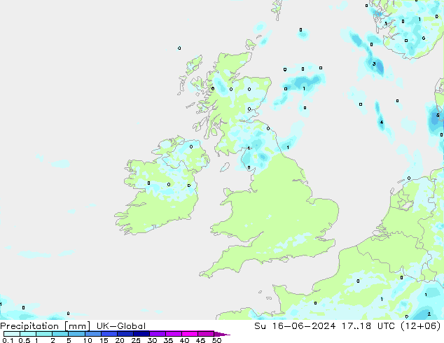 降水 UK-Global 星期日 16.06.2024 18 UTC